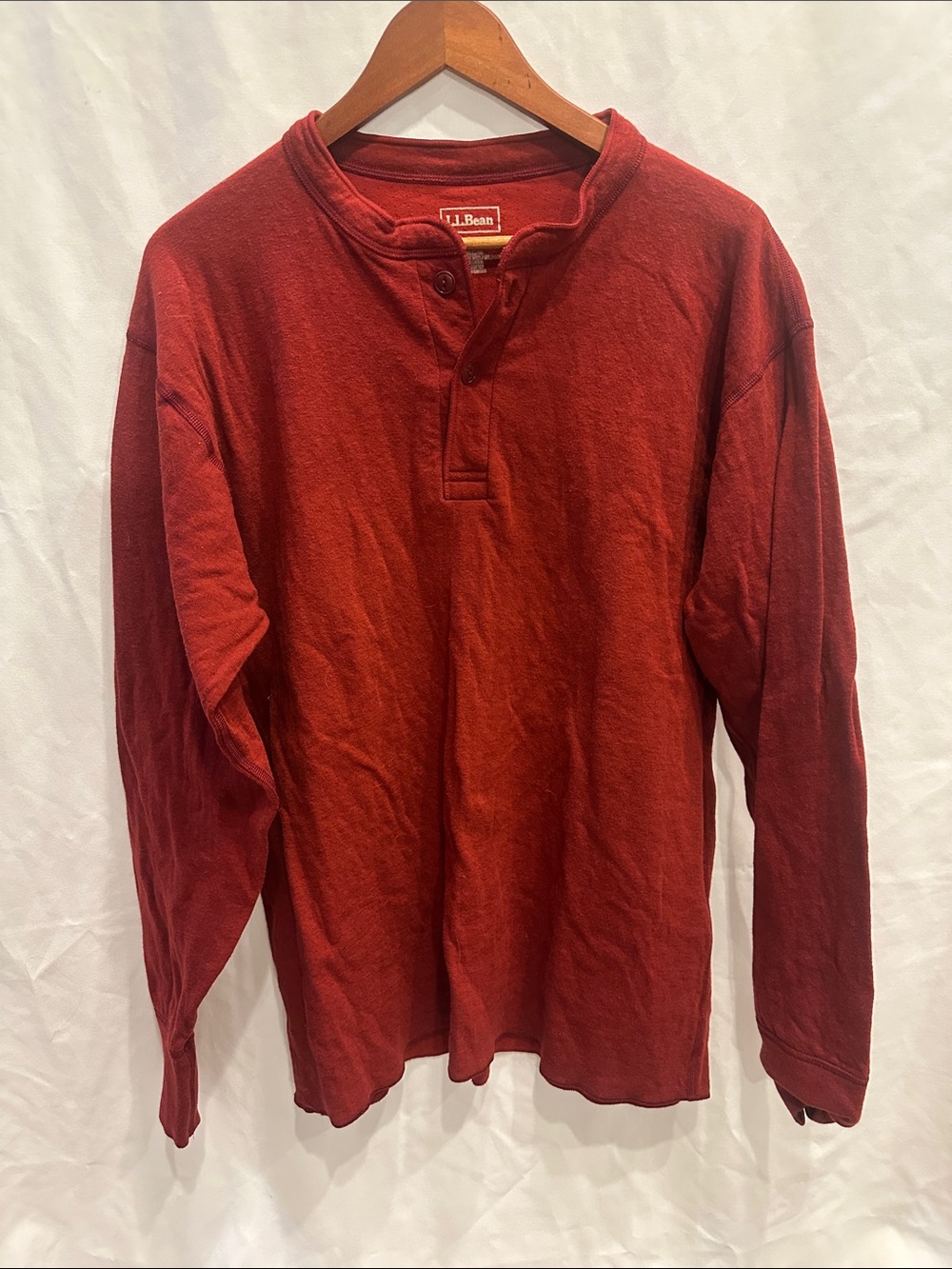 L.L. Bean Men's Deep Red Long-Sleeve Henley
